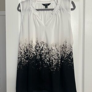 Nine West White and Black Ombre Floral Sleeveless Camisole